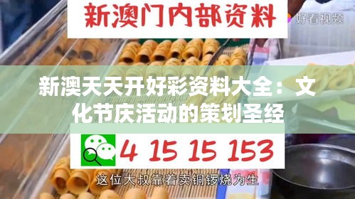 新澳天天开好彩资料大全：文化节庆活动的策划圣经