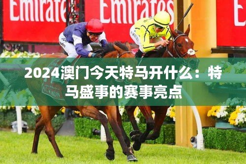 2024澳门今天特马开什么：特马盛事的赛事亮点