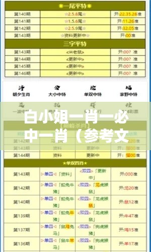 白小姐一肖一必中一肖（参考文献）
