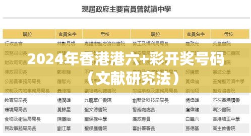 2024年香港港六+彩开奖号码（文献研究法）