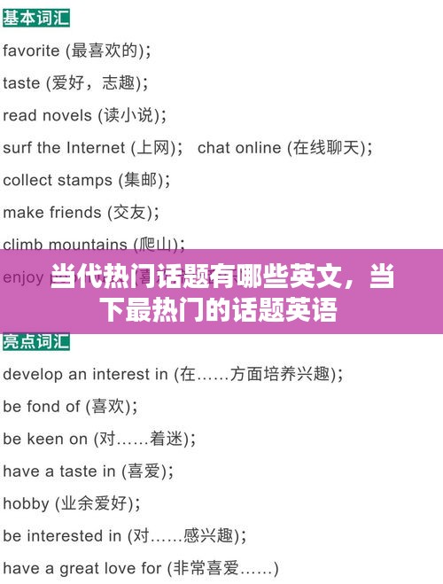 当代热门话题有哪些英文，当下最热门的话题英语 
