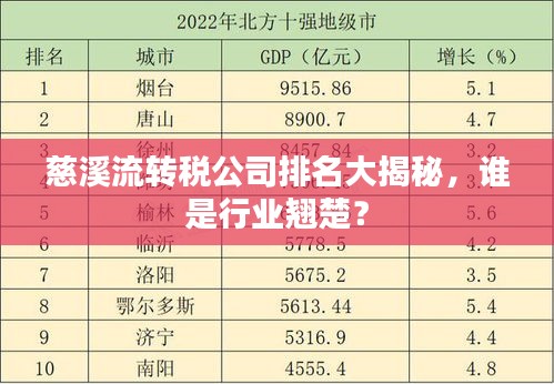 慈溪流转税公司排名大揭秘，谁是行业翘楚？