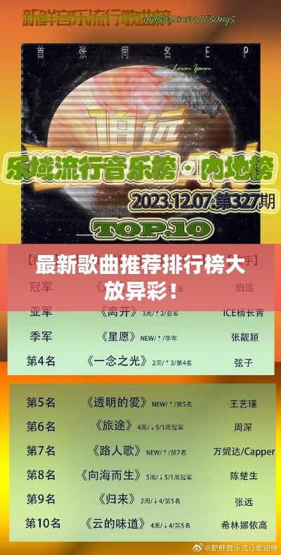 最新歌曲推荐排行榜大放异彩！