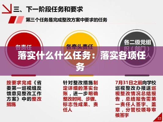 落实什么什么任务：落实各项任务 