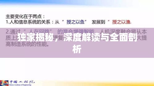 独家揭秘，深度解读与全面剖析
