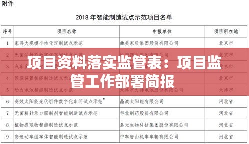 项目资料落实监管表：项目监管工作部署简报 