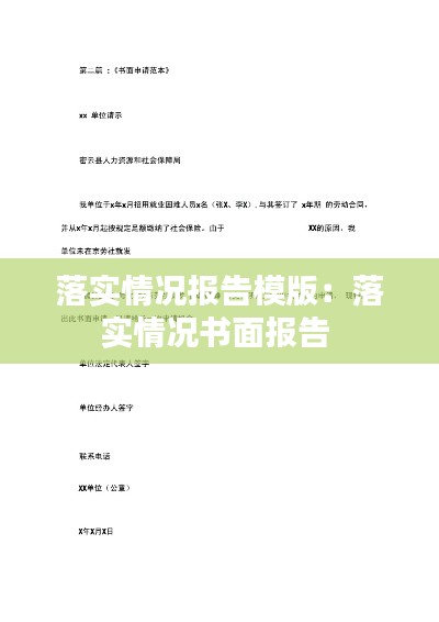 落实情况报告模版：落实情况书面报告 