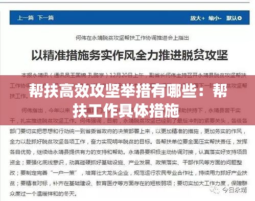 帮扶高效攻坚举措有哪些：帮扶工作具体措施 