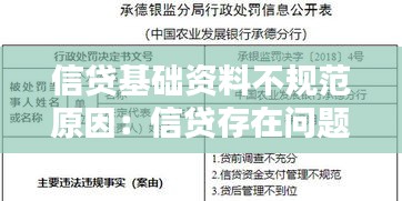 信贷基础资料不规范原因：信贷存在问题原因 