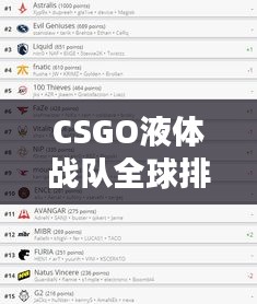 CSGO液体战队全球排名深度解析，揭秘战力之巅