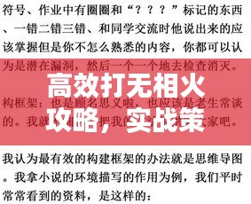 高效打无相火攻略，实战策略与实践