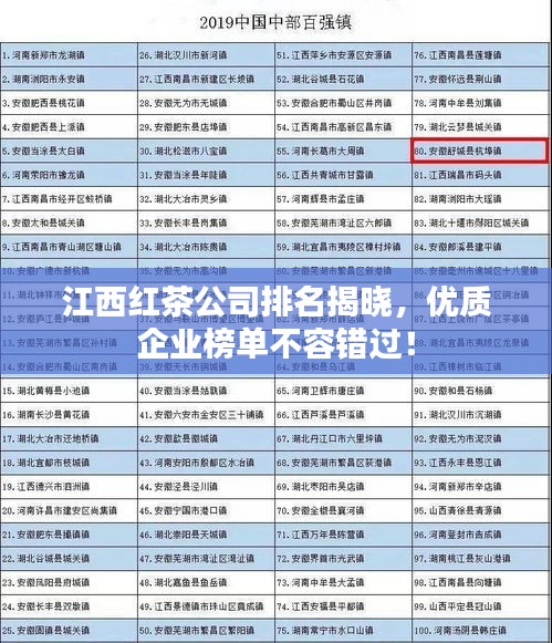 江西红茶公司排名揭晓，优质企业榜单不容错过！