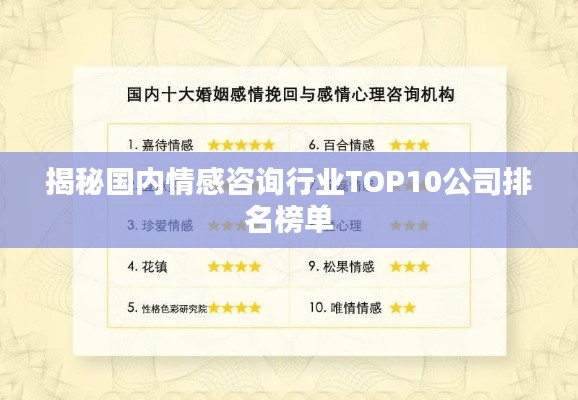 揭秘国内情感咨询行业TOP10公司排名榜单