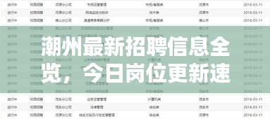 潮州最新招聘信息全览，今日岗位更新速递