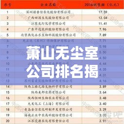 萧山无尘室公司排名揭晓，行业影响力揭秘
