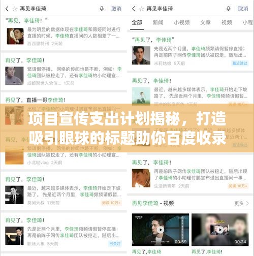 项目宣传支出计划揭秘，打造吸引眼球的标题助你百度收录！