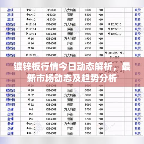 镀锌板行情今日动态解析，最新市场动态及趋势分析